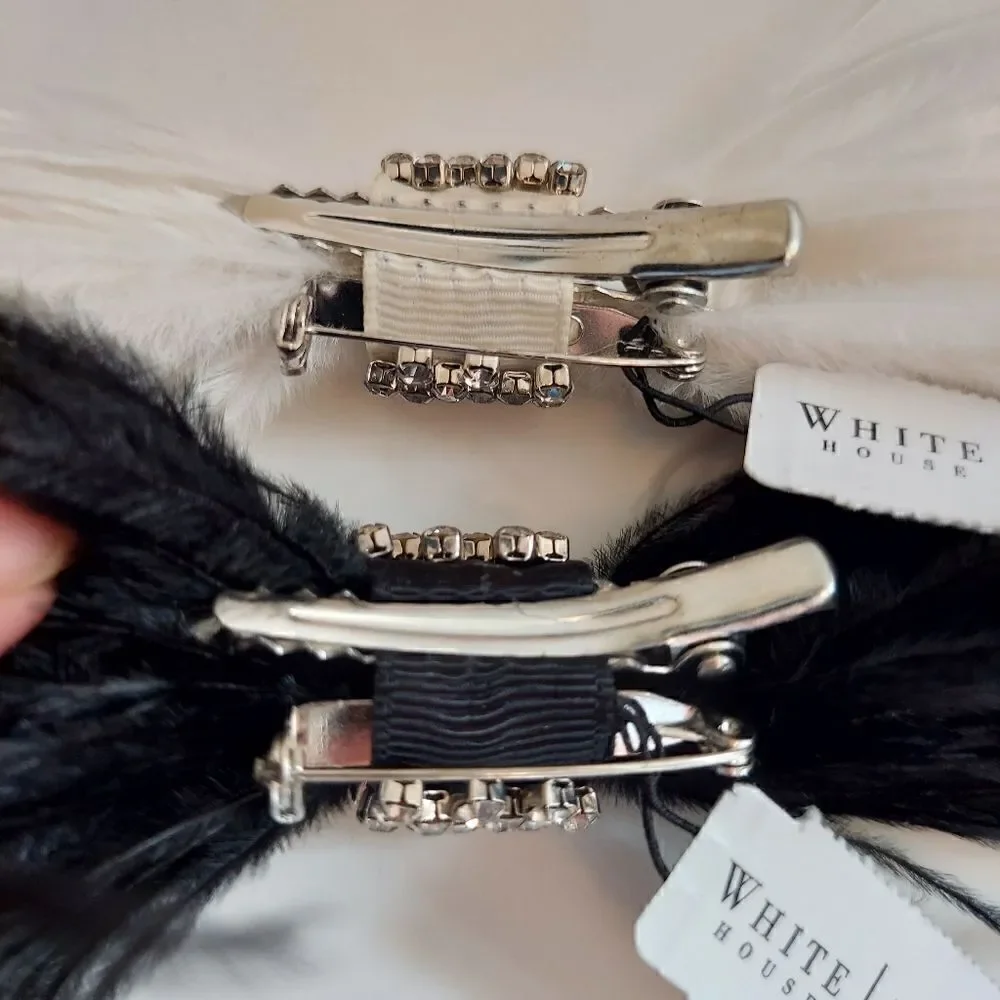 Set of 5 Feather & Rhinestone Hair &  Broches